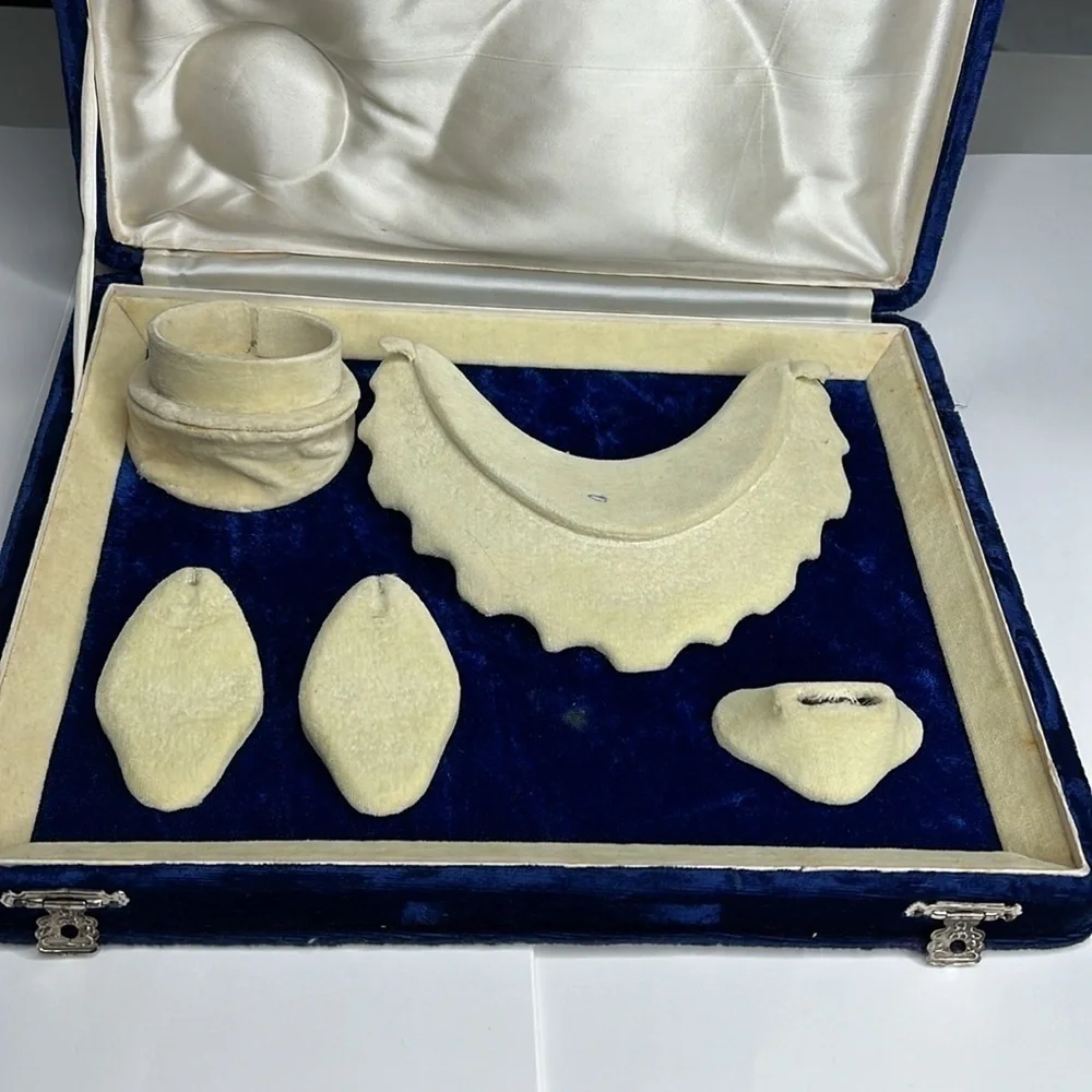 Vintage Blue Velvet 5 Celluloid Jewelry Box